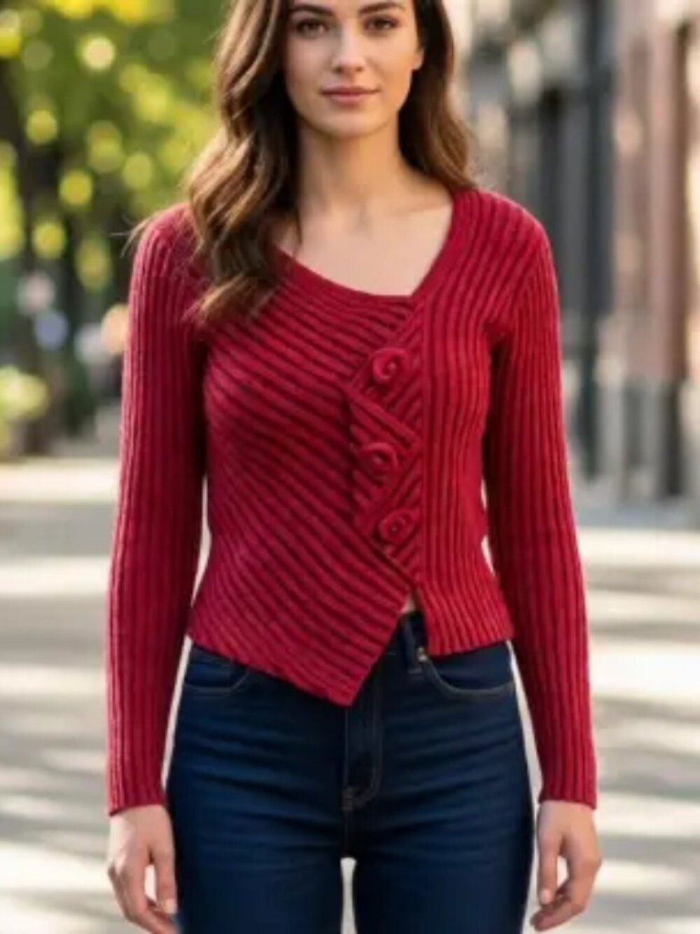 Vintage Putorti Womens Small Petite Striped‎ V-Neck Sweater